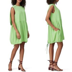 Tibi Silk Eco Cape Mini Dress 2 Mint Green Zip Sleeveless Tie Hem